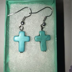 🌷 Turquoise Cross Earrings Very Pretty & Pretty Dainty 🌷
